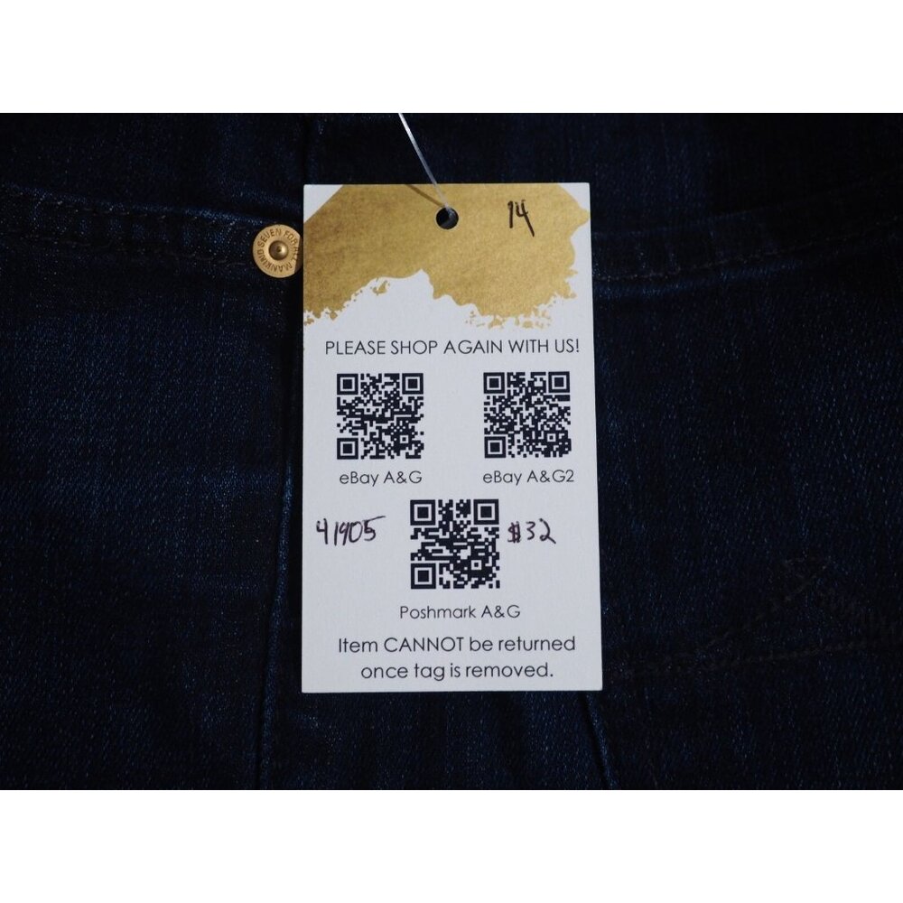 7 For All Mankind Blue Dark Wash Denim Ankle Gwenevere Skinny Jeans, Size 25 - Picture 11 of 11